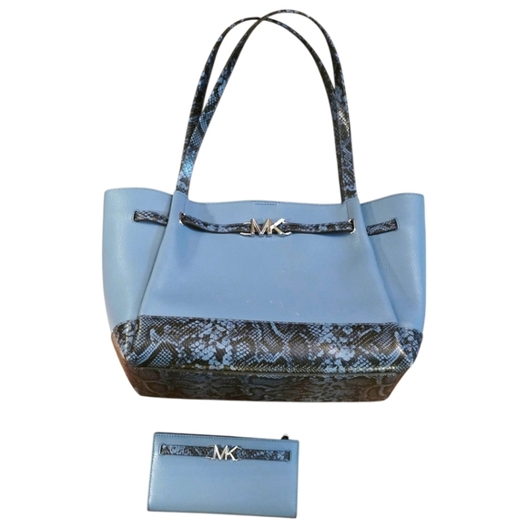 Michael Kors Slate Blue Snakeskin Inset 2 Piece Matching Set